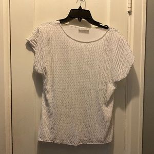 Jessica Michele , white and gold blouse